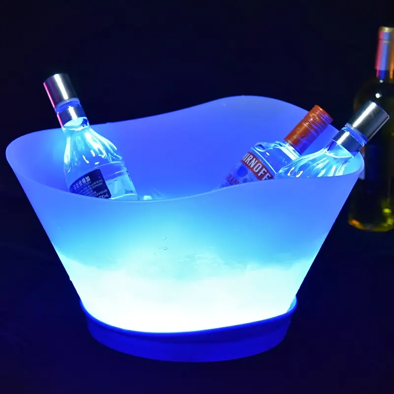 Prezzo di fabbrica del vino champagne acrilico illuminato plastica led benna di ghiaccio petto dispositivo di raffreddamento