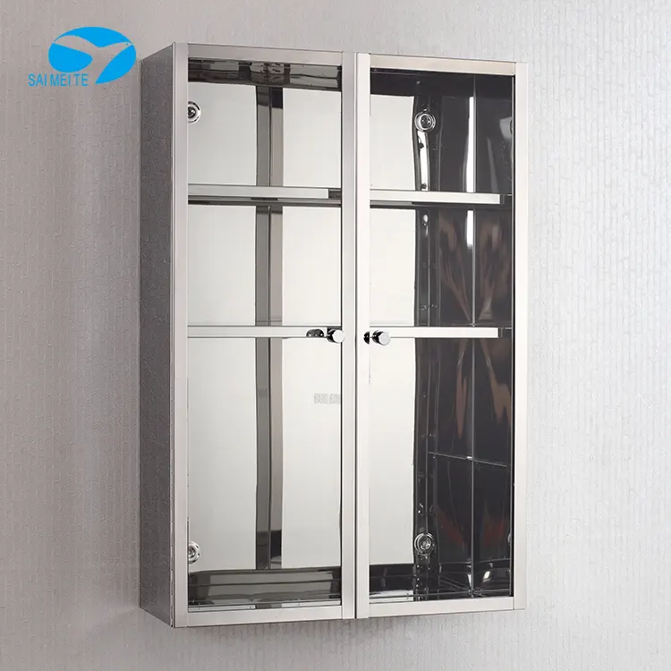 Modern Stainless Steel Kitchen Storage Cabinet Cupboard 3 Layer Clear Glass