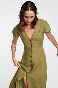 A-line Long <strong>Linen</strong> Ladies Women Casual Button Down <strong>Maxi</strong> <strong>Dress</strong> - Product Image 3