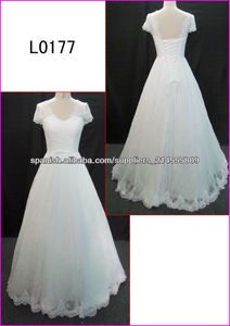 2014 guangzhou corsé princesa mangas cortas tul / <span class=keywords><strong>vestido</strong></span> de <span class=keywords><strong>novia</strong></span> <span class=keywords><strong>vestido</strong></span> de <span class=keywords><strong>novia</strong></span> A-line con el cordón / <span class=keywords><strong>novia</strong></span> L0177 con cable - Product Image 1