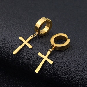 2025 Hot Wholesale Smooth <strong>Solid</strong> Circle Stainless Steel Hoop Huggie <strong>Earrings</strong> Black <strong>Silver</strong> Gold Cross-Fine Jewelry - Product Image 5