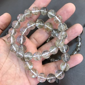 10mm Round Natural <strong>Silver</strong> Rutilated Quartz <strong>Stretch</strong> <strong>Bracelet</strong> - Product Image 3