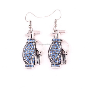 E0171 <span class=keywords><strong>Yiwu</strong></span> Huilin Bijoux usine en gros bouteille de vin forme crochet boucles d'oreilles accessoires De Sport de golf sac à dos boucle d'oreille - Product Image 2