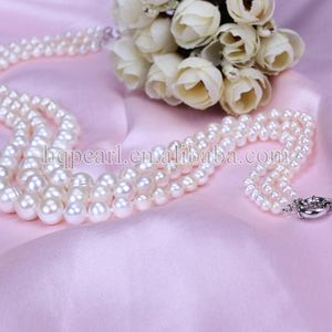 Collar de perlas naturales con forma de patata y perla, accesorio de moda - Product Image 3