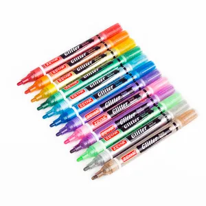 Customized ZEYAR Glitter Paint Marker water-based Valve Action Paint Pens, Medium Tip, 12 colors water-based acrylic paint pen