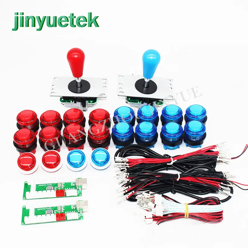 2 Người Chơi Trò Chơi Arcade Tự Làm Kit Cho Mame 2 Người Chơi USB Encoder 8 Way Cổ Điển Arcade Joystick Với 28 Mét LED Chrome Arcade Push Button