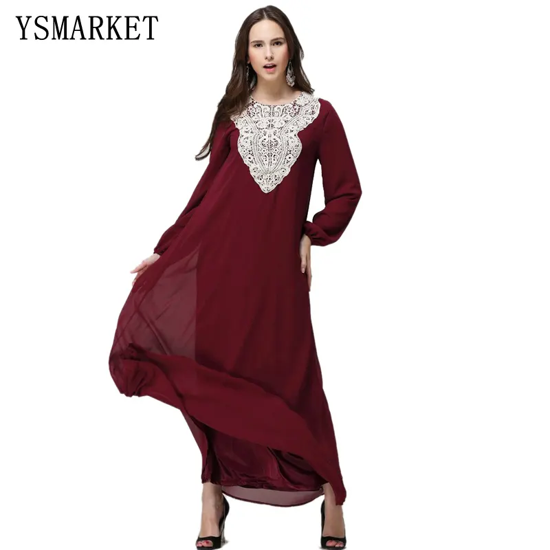 New Dubai Thiết Kế Abayas Phụ Nữ Voan Đính Hồi Giáo Caftan Hồi Giáo Dress Thổ Nhĩ Kỳ Truyền Thống Dress Cộng Với Kích Thước XL-7XL S9040