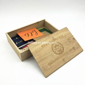 Custom Engraving Logo Slide Lid Gift Packaging Bamboo Wooden Box wood box luxury
