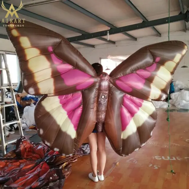 butterfly dance costume led lighting inflatable butterfly wings clothes for kids/adults