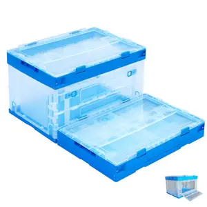 Оптовая продажа, прозрачные пластиковые складные прозрачные контейнеры для хранения, штабелируемые контейнеры, коробки с разделителями крышек