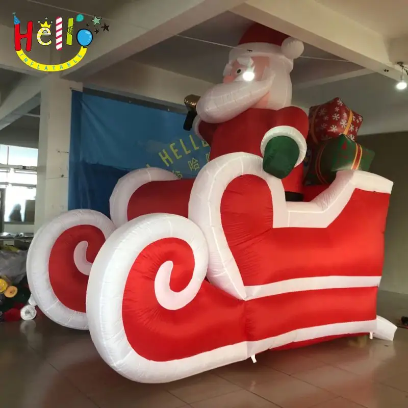 Hermoso Papá Noel inflable de Navidad con modelo de ciervo Milu para decoración navideña