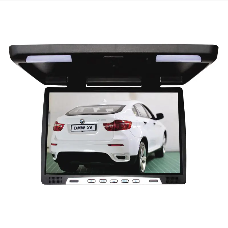 Moniteur lcd à clapet de voiture avec haut écran numérique super mince, de 15.4 pouces, entrée HD 1080p, haut-parleur pour télévision AV, MP3, à monter sur le toit, avec TV