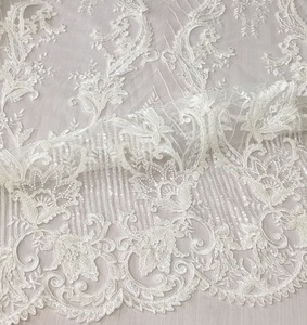 Thiết Kế Mới Thêu Ren Vải <span class=keywords><strong>Allover</strong></span> Wedding Dress Ren Chất Lượng Cao Nặng Đính Cườm Thêu Dây Ren Vải Cho Cô Dâu - Product Image 2