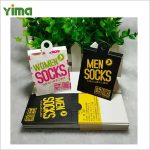 Kunden spezifische Farbe Socke Tag Label Socke Verpackung Hängende Karte Haken freie weiße Pappe Faltbare Hängende Karte