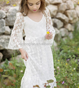 <span class=keywords><strong>Vestidos</strong></span> de <span class=keywords><strong>Primera</strong></span> <span class=keywords><strong>Comunión</strong></span>, Vestido Blanco de Encaje, Estilo Boho Chic, Vestido de Niña, Boda Bohemia - Product Image 4