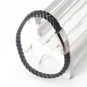 Men's Genuine Leather <strong>Bracelet</strong> Classic Style Alloy <strong>Magnetic</strong> <strong>Clasp</strong> GL03 - Product Image 6