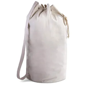 Large strong cotton canvas drawstring duffel bags shoulder bag for laundry,travel or camping