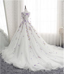 Abito da Sposa da Ballo a Maniche Lunghe con Volant Senza Spalline Astergarden TS223 - Product Image 2