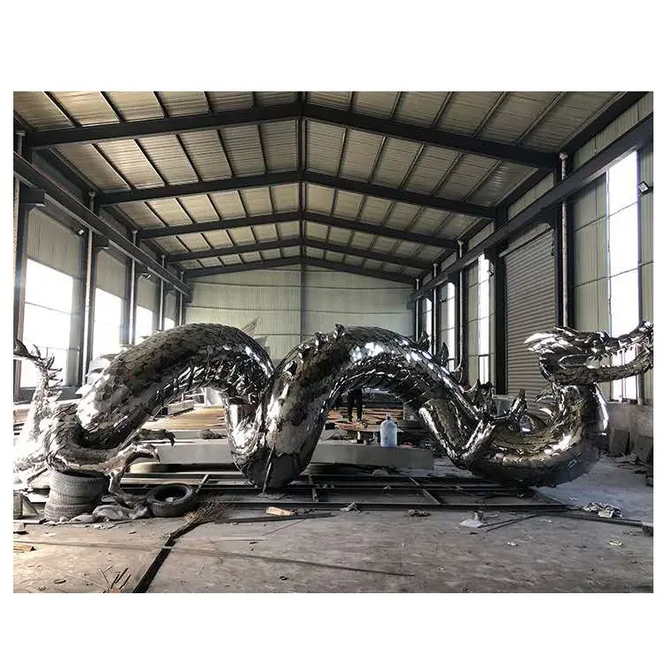 custom outdoor large polished stainless steel chinese life size dragon ball statue sculpture