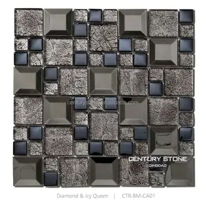 qingdao century stone co ltd square metal mix glass wallpap 3d shaped gray kitchen wall tiles