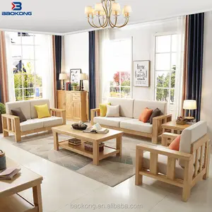 Malaysia Wood Sofa Sets Furniture Rubber Wood Sectional Sofa Set