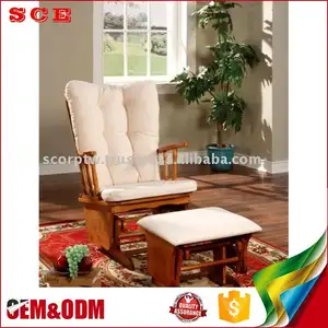 Muebles para el hogar de madera mecedora planeador sillas de madera moderna silla de tela