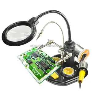 เชื่อมแว่นขยาย LED Light 2.5X 4X เลนส์คลิปเสริม loupe แว่นขยายเดสก์ท็อปที่สามมือ soldering Repair เครื่องมือ