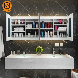 Thạch anh hiện đại phòng tắm lát đá bàn với được xây dựng trong bồn rửa - Product Image 5