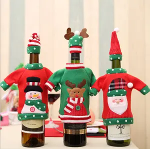 Cubierta de botella de vino, decoración navideña para el hogar, Feliz Navidad, oferta