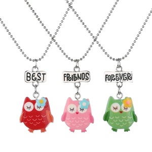 Enfants Meilleur Ami Pour Toujours D'animal de Bande Dessinée Pendentif Collier pour Filles Enfant Ado L'amitié Sœur BFF pour 3