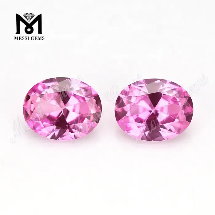 Wholesale Oval 8 × 10ミリメートル2 # Pink Sapphire Synthetic Corundum Loose Gemstone