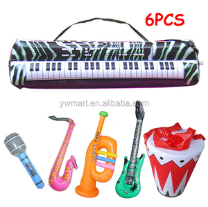 กีตาร์ไฟฟ้าเป่าลมขนาดยักษ์ทำจาก PVC เครื่องดนตรีเป่าลมของเล่นไมโครโฟนกลองเป่าลมวิทยุแซกโซโฟน - Product Image 4