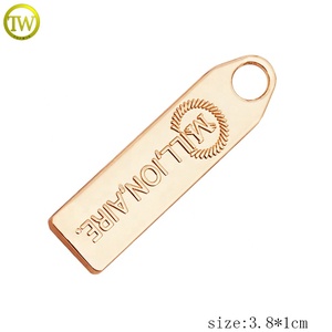Etiquetas extractoras de cremallera con letras doradas para zapatos personalizadas, accesorios para bolsos de aleación de Zinc, deslizador de cremallera de marca con logotipos - Product Image 2