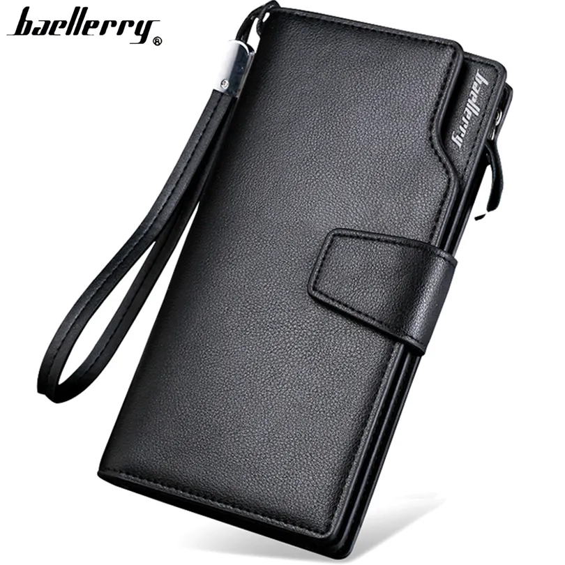 Leather long wallet men purse male clutch zipper around wallets men money bag pocket