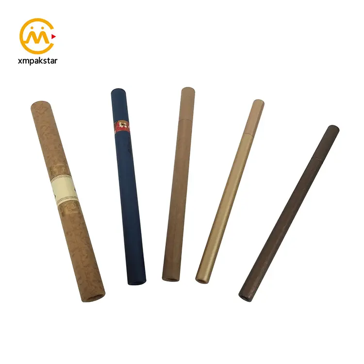 Custom logo print small long round paper packaging tube box for Incense stick