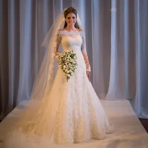Vestido de noiva da marca elegante, vestido de noiva com lantejoulas feito sob encomenda, para casamento, de noiva da igreja