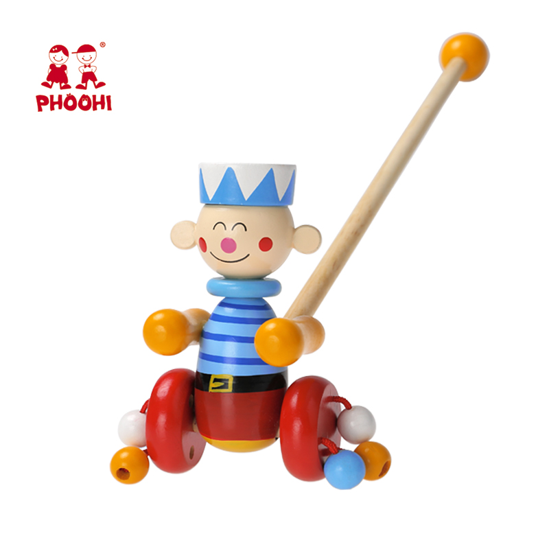 Мультфильм животных толкая наряду Дети Детские деревянные детские руки push Игрушка для малыша 1 +