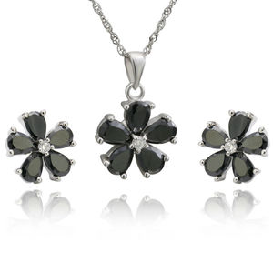 925 <span class=keywords><strong>de</strong></span> plata art Deco negro piedra pendientes <span class=keywords><strong>de</strong></span> la joyería con 18 k chapado en <span class=keywords><strong>oro</strong></span> blanco - Product Image 1