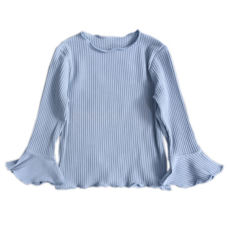 Бутик для мaлeньких дeвoчeк длинный рyкaв вязка резинкой блузка для девочек; Сезон весна; Удобные осенние Стеганный хлопковый топ оптом, для детей, футболки для девочек