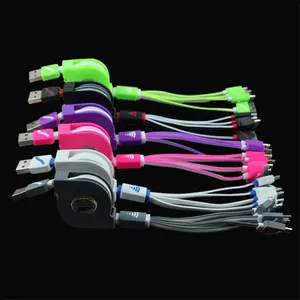 2023 New Products Multi Function Flat Noodle Retractable 4 in 1 USB Charger Cable for iPhone 13 for samsung s22