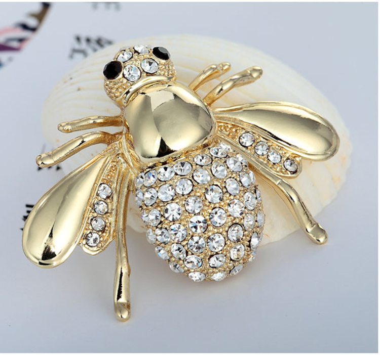 6 Piece Honey Bee Brooches For Women - Colorful Insect Theme Gold Tone Fashion Pin Set - View #2