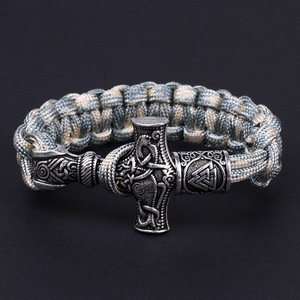 All'ingrosso stile classico Odin <span class=keywords><strong>Thor</strong></span> martello Mjolnir vyking bracciale fatto a mano in lega di zinco Valknut Vegvisir Rune Bead - Product Image 5