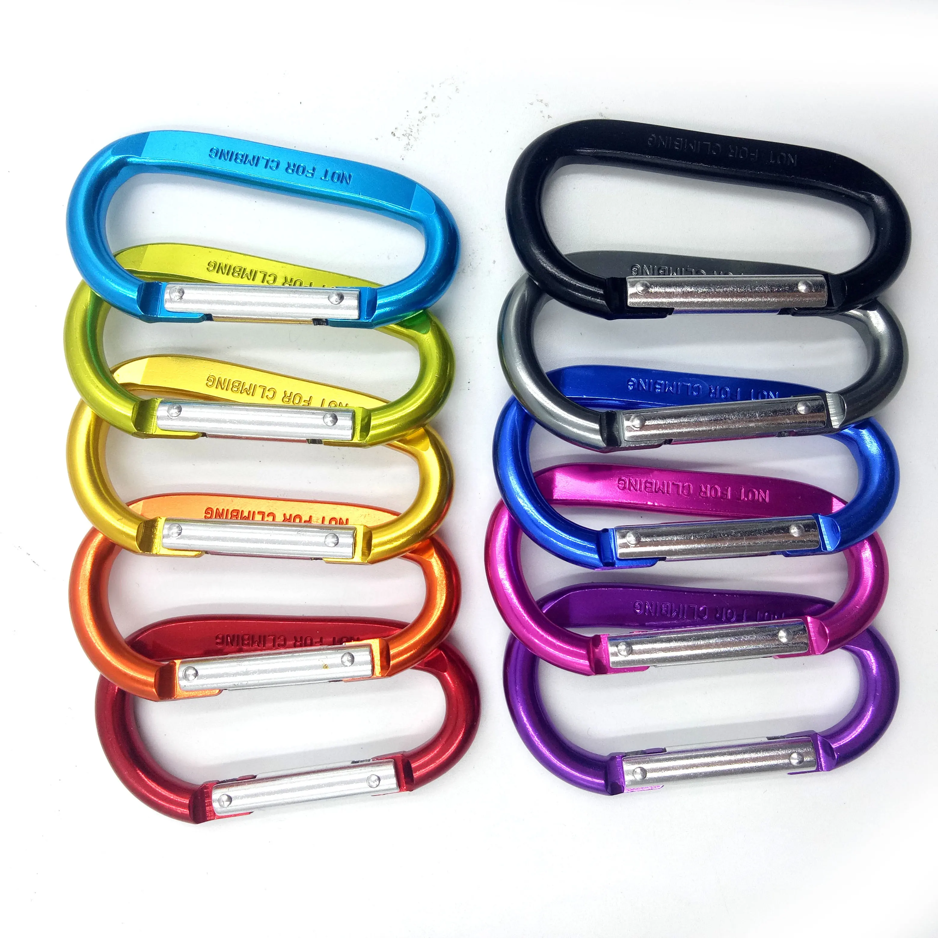 الألومنيوم سبائك التجزئة مخصص اللون المفاجئة حلقة تثبيت بكلاب حقائب المفاتيح متعددة أداة D-شكل حلقة تسلق 8 سنتيمتر