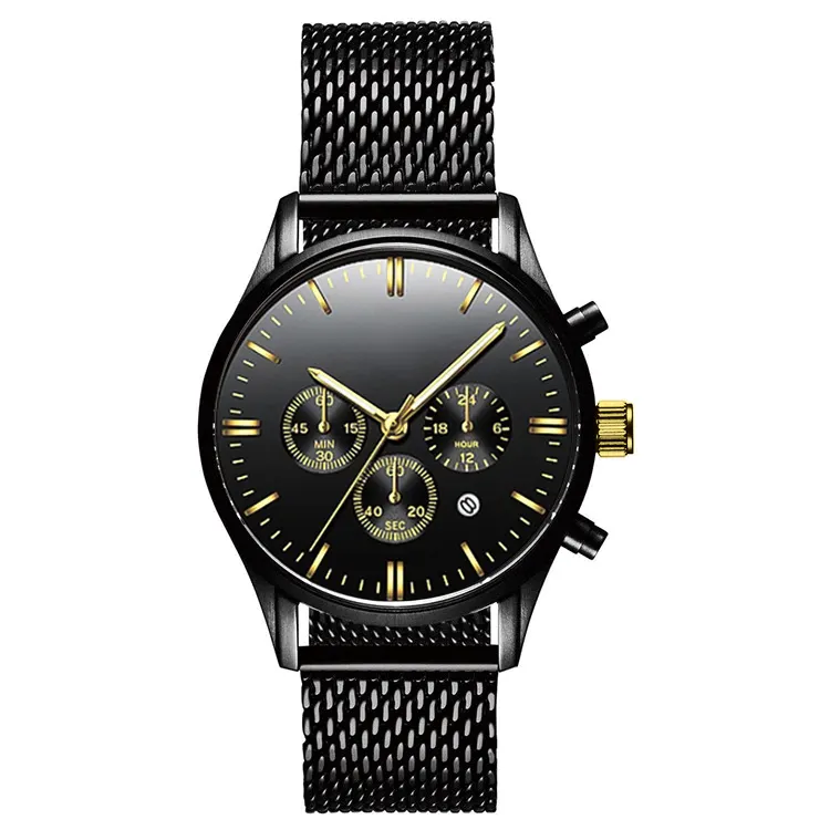 2021 Trendy Chronograph Wristwatch Stainless Steel Mens Luxury Watch With Custom Logo Low MOQ Quartz Watches