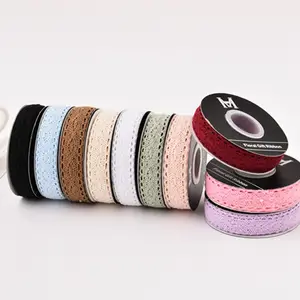 10 Colors 2.5cm Hollow Cotton Custom Gift Ribbon