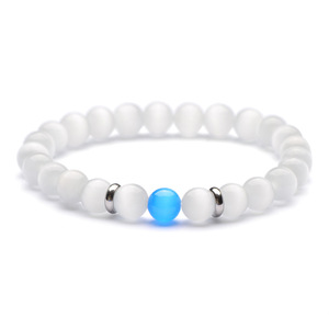 <span class=keywords><strong>Bracelet</strong></span> bouddha en <span class=keywords><strong>opale</strong></span> bleu blanc, bijou de 8MM pour Couple, en acier inoxydable, couleur corail, offre spéciale - Product Image 6