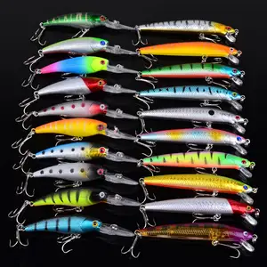 20 Cái/bộ Minnow Câu Cá Lure Nổi Wobblers Nhân Tạo Mồi 9.65Cm/7.76G Cứng Crankbaits Hooks 9Cm/8.3G Lure