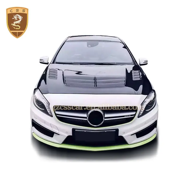 Vari Phong Cách Xe Bonnet Đen Sợi Carbon Mui Xe Động Cơ Cho Mercedes Bens A Class A45 W176