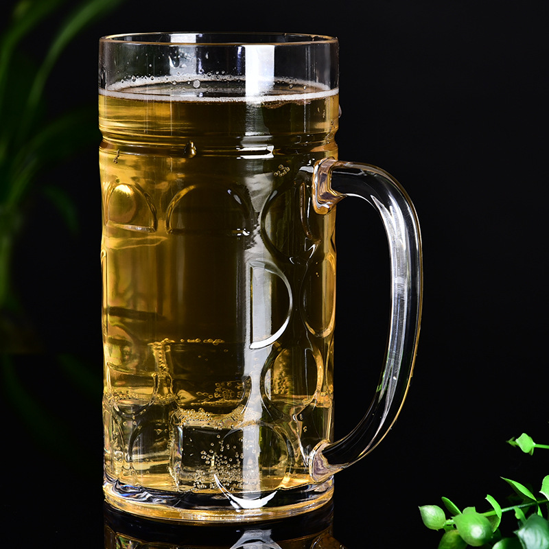 1 Liter clear  beer glass mug big beer glass mug with handle for drinking