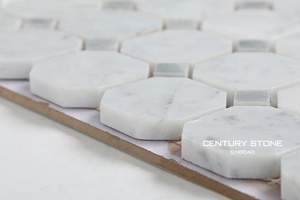 Centurymosaic Gạch Khảm Đá Cẩm Thạch Hình Bát Giác Hình Vuông <span class=keywords><strong>Carrara</strong></span> Trang Trí Cho Nhà Bếp - Product Image 6
